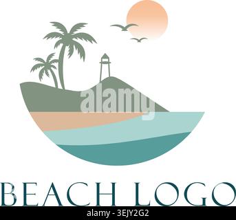 Tropical beach logo featuring palm tree Stock Vector
