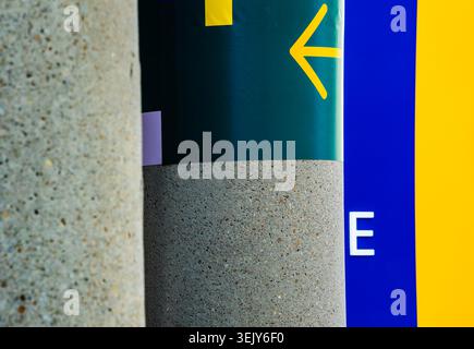 Round concrete pillars on a building Stock Photo