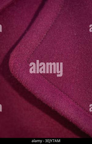 Macro texture of purple wool fabric on premium coat lapel Stock Photo