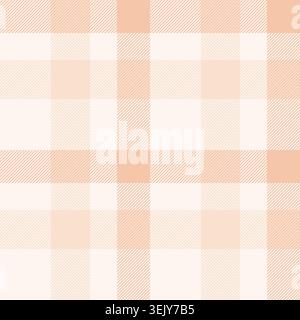 Golf texture textile vector, diamond check pattern plaid. Grungy seamless tartan fabric background in sea shell and light colors palette. Stock Vector
