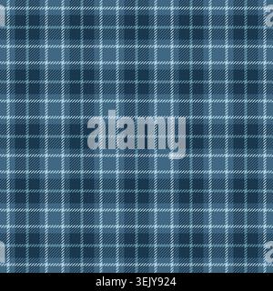 Elementary textile check background, tattersall seamless plaid texture. Shape fabric tartan vector pattern in cyan and light colors palette. Stock Vector