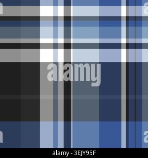 Customize textile seamless background, swatch tartan plaid fabric. Dimensional check texture pattern vector in blue and grey colors palette. Stock Vector