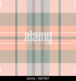 France fabric vector pattern, french background check texture. Abstract tartan textile plaid seamless in orange and pastel colors palette. Stock Vector