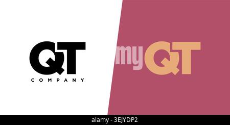 Trendy letter Q and T, QT logo design template. Minimal monogram initial based logotype for company identity. Stock Vector