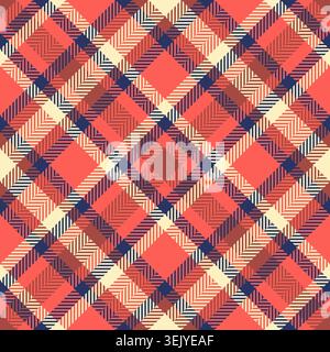Warm plaid pattern featuring overlapping stripes. Design showcases color harmony, ideal for backgrounds, fabric textures, or graphic projects needing Stock Vector