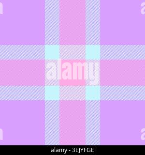 Refresh textile plaid vector, variation check tartan fabric. Knot texture seamless background pattern in violet and light colors palette. Stock Vector
