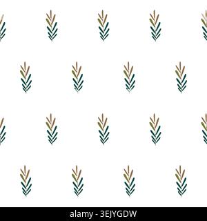 seamless botanical simple pattern with plants. Stock Vector