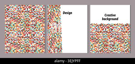 Set of vector cover notebook design. Abstract rainbow minimal triangles halftone template design for notebook paper, copybook brochures, book Stock Vector