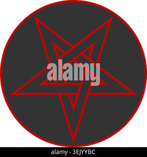 Lefft-handed inverted interlaced pentagram inside a circle, popular with Wiccans and some other neo-pagans. Stock Vector