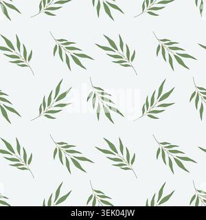 Olive twigs seamless pattern with scattered flowers Minimalist Flat botanical natural backdrop style. Isolated Vector Fabric print, wallpaper Packaging design Promo banner media template digital paper Stock Vector