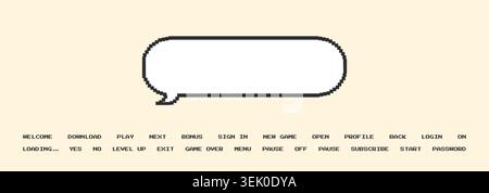 Empty dialogue box with different text or message bubble. Y2k style collection. Retro pixelated frame for 8 bit game style Stock Vector