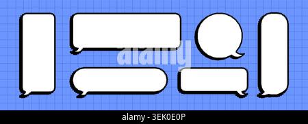 Old school pixel art set. Dialog balloon with white cloud. Vector chat message frame for greeting or word Stock Vector