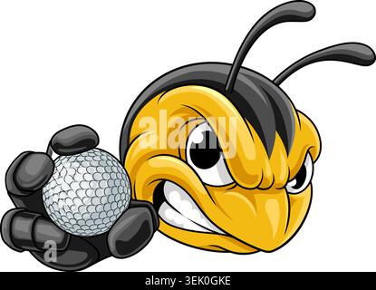 Bee Hornet or Wasp Insect Golf Ball Mascot Stock Vector