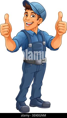 Handyman Mechanic Painter Plumber Cartoon Mascot Stock Vector