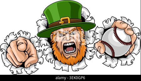 Leprechaun Celtic Irish Baseball Sports Mascot Stock Vector