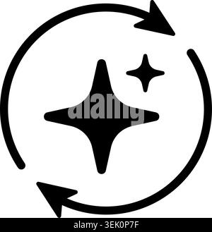 AI star refresh icon. Round regenerate arrow line icon. Digital reset artificial intelligence design infographic pictogram. Refresh generate prompt Stock Vector