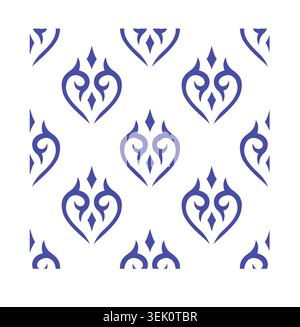 Kyrgyz ethnic damask pattern on white backdrop Stock Vector