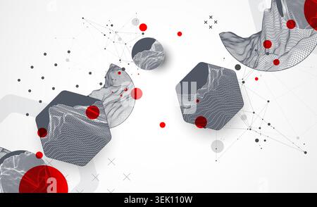 Abstract art wireframe background. Modern science or technology art elements. Surface illustration. Vector. Stock Vector