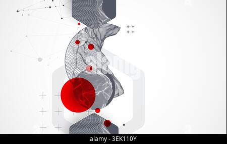 Abstract art wireframe background. Modern science or technology art elements. Surface illustration. Vector. Stock Vector