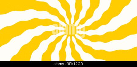 Abstract summer sunburst background with wavy yellow rays. Bright radial pattern for your modern design. Vector illustration Stock Vector