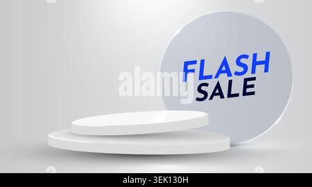 Flash Sale promotion background with glass podiums and circular stage. Vector illustration Stock Vector
