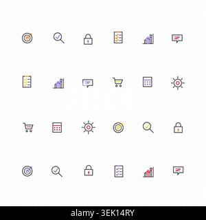 Decorative icon sets illustration for editorial graphics, creative layouts, and modern visual branding. Stock Vector