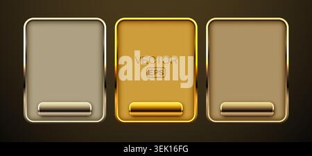 Golden UI interface frames with buttons for plan selection. Modern design concept. Vector illustration Stock Vector