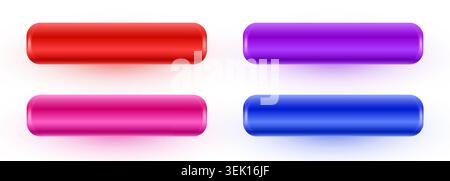 Set of colorful glossy web buttons for interface design. Modern interface elements. Vector illustration Stock Vector