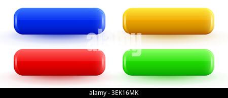 Set of colorful glossy web buttons for interface design. Bright UI elements for your creative Vector illustration. Stock Vector