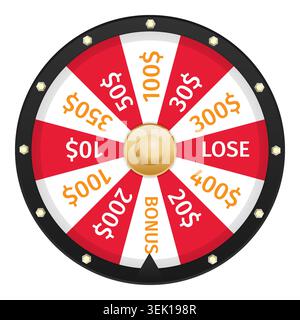 Colorful Prize Wheel of Fortune Isolated on White Stock Vector