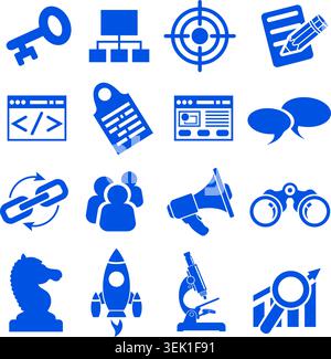 Search Engine Optimization (SEO) Icon Set. Vector isolated on white background. Stock Vector