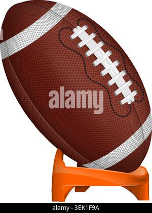 American Football Poster with Ball and Stand, vector icon isolated on transparent background Stock Vector