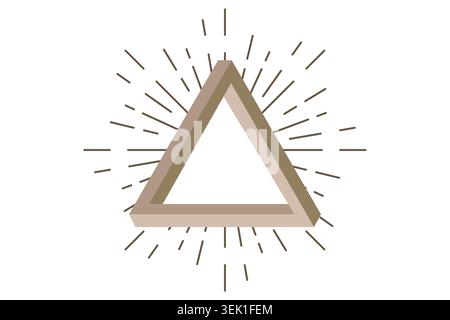 Sacred Geometry, mystical infinity symbol, Impossible triangle. Penrose optical illusion. Vector illustration isolated, white background, logo design Stock Vector
