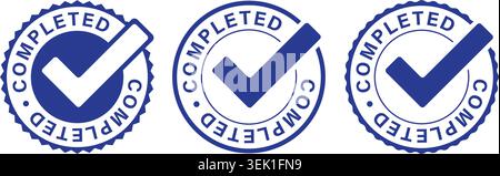 Completed Check Mark Badge Collection with Verification Stamps and Approved Certification Seal Icons Stock Vector