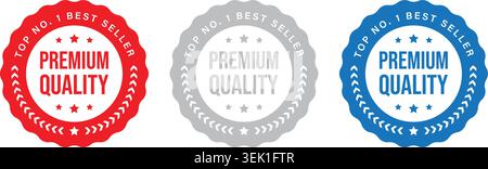 Premium Quality Badge Collection with Top Number One Best Seller Labels and Award Seals Vector Set Stock Vector