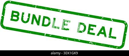 Grunge green bundle deal word square rubber seal stamp on white background Stock Vector