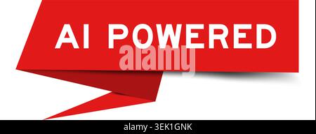 Red color speech banner with word on white background Stock Vector