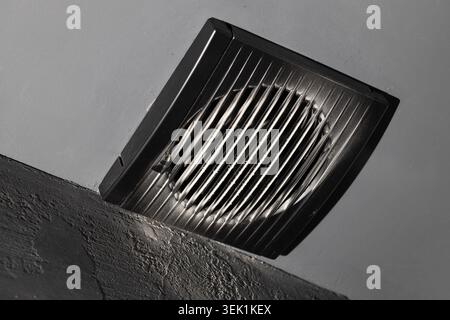 Dirty Dusty Black Ventilation Exhaust Fan Grille Stock Photo