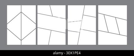 Set of Collage grid Manga collage blank template different types of Storyboard layout panel, Comic book board mockup Stock Vector
