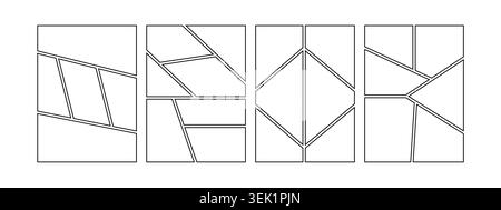 Set of Collage grid Manga collage blank template different types of Storyboard layout panel, Comic book board mockup Stock Vector