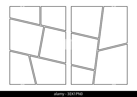 Set of Collage grid Manga collage blank template different types of Storyboard layout panel, Comic book board mockup Stock Vector