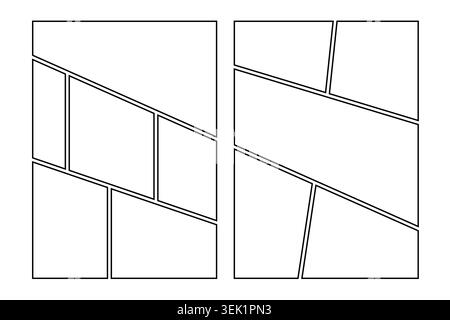 Set of Collage grid Manga collage blank template different types of Storyboard layout panel, Comic book board mockup Stock Vector