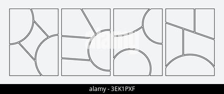 Set of Collage grid Manga collage blank template different types of Storyboard layout panel, Comic book board mockup Stock Vector