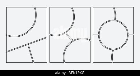 Set of Collage grid Manga collage blank template different types of Storyboard layout panel, Comic book board mockup Stock Vector
