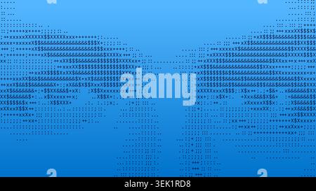 Ascii Eyes Surveillance Technology Background Illustration Stock Vector