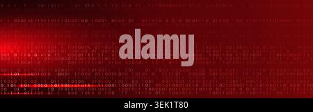 Virus Code Flow Red Binary Code Bug Cyber Attack Pattern. Malware Attack Ransomware Warning Background. Computer Hacking Cyber Security Breach. AI Stock Vector