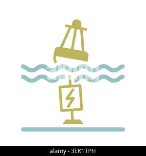Minimalist outline wave power buoy icon suitable for renewable ocean energy and eco technology design concepts Stock Vector