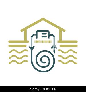 Minimalist outline geothermal energy icon suitable for eco heating and renewable technology design concepts Stock Vector
