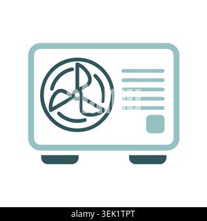Minimalist outline heat pump icon suitable for eco energy heating and HVAC system design concepts Stock Vector
