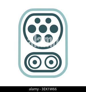 Minimalist outline CCS Type 2 charging inlet icon suitable for electric vehicle infrastructure and eco transport design concepts Stock Vector